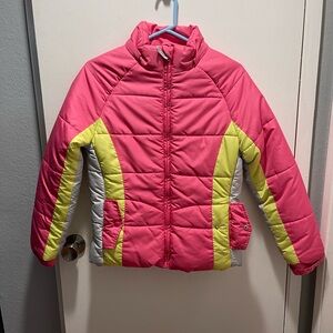 Athletech Pink and Yellow Kids Puffer Jacket